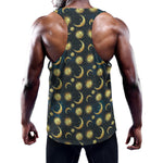Vintage Moon And Sun Pattern Print Training Tank Top