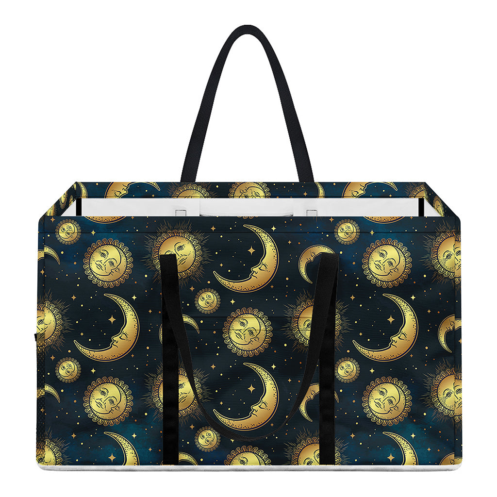 Vintage Moon And Sun Pattern Print Utility Tote Bag