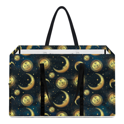 Vintage Moon And Sun Pattern Print Utility Tote Bag