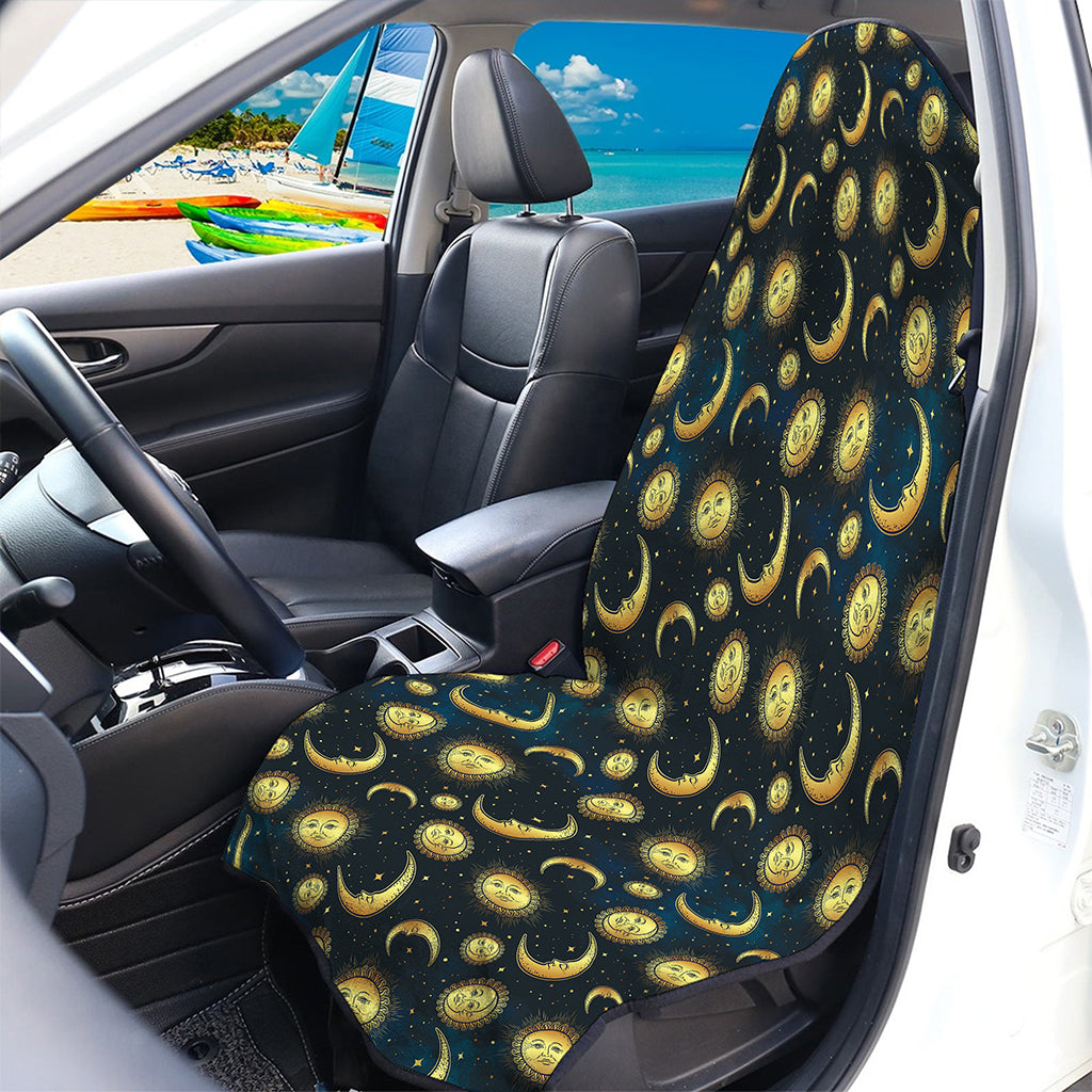Vintage Moon And Sun Pattern Print Waterproof Car Seat Cover