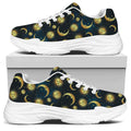 Vintage Moon And Sun Pattern Print White Chunky Shoes