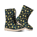 Vintage Moon And Sun Pattern Print Winter Boots