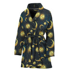 Vintage Moon And Sun Pattern Print Women's Bathrobe
