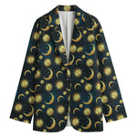 Vintage Moon And Sun Pattern Print Women's Blazer