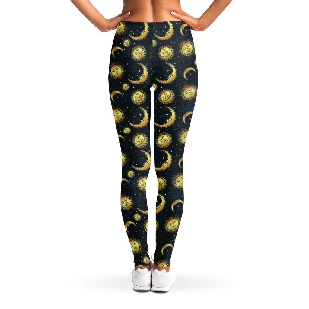 Vintage Moon And Sun Pattern Print Women's Leggings