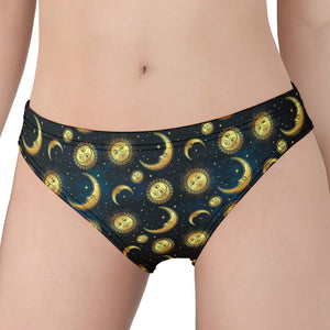 Vintage Moon And Sun Pattern Print Women's Panties
