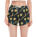 Vintage Moon And Sun Pattern Print Women's Split Running Shorts