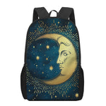 Vintage Moon And Sun Print 17 Inch Backpack