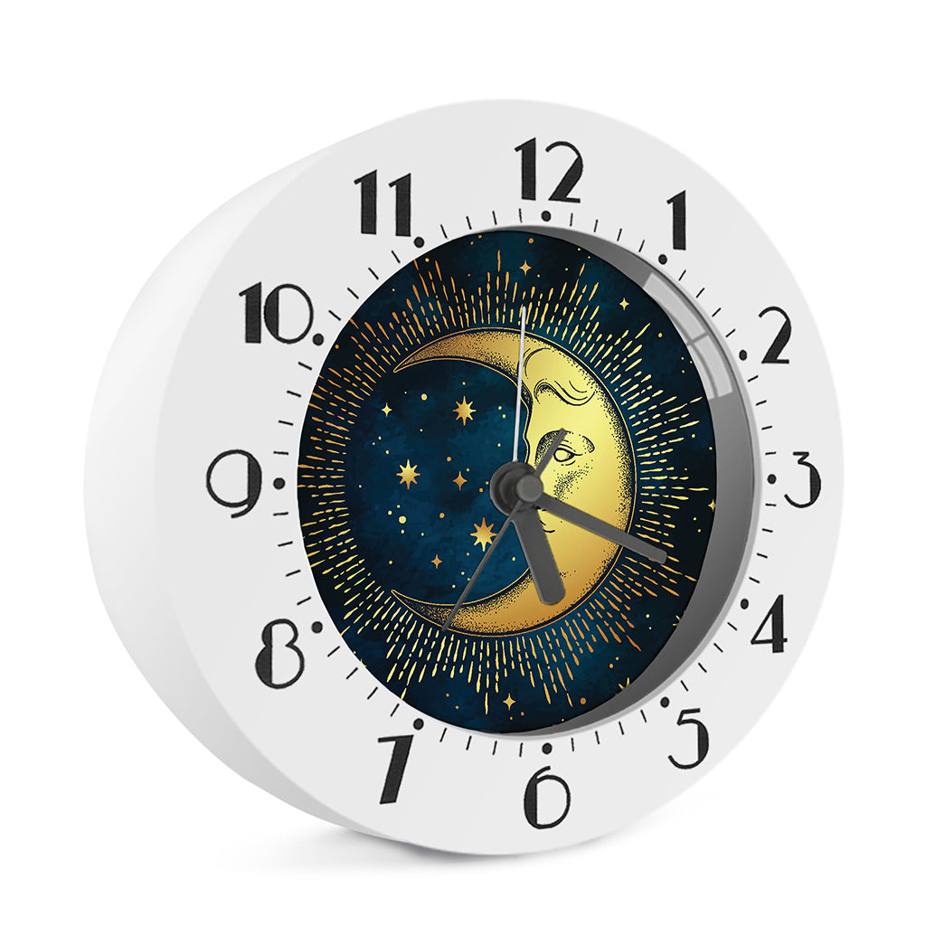 Vintage Moon And Sun Print Alarm Clock