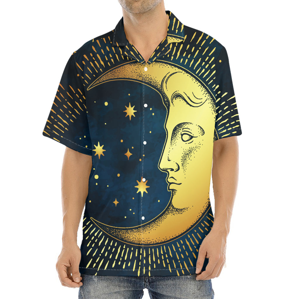 Vintage Moon And Sun Print Aloha Shirt