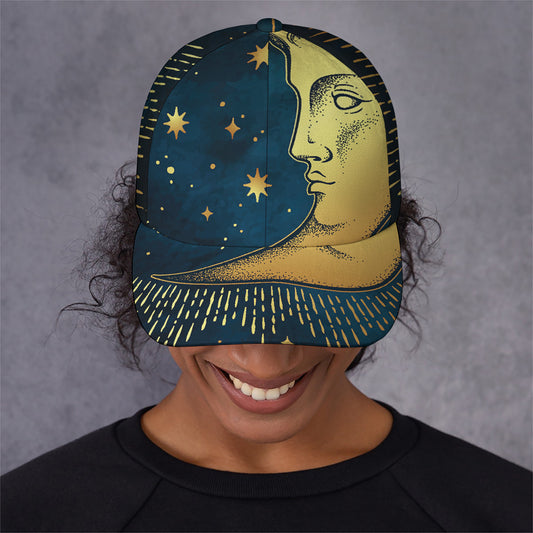 Vintage Moon And Sun Print Baseball Cap