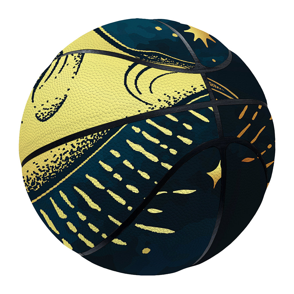 Vintage Moon And Sun Print Basketball