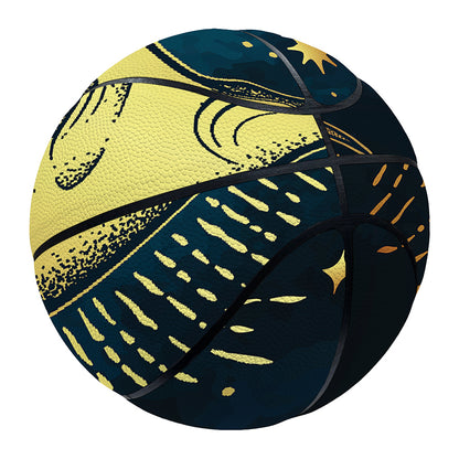 Vintage Moon And Sun Print Basketball