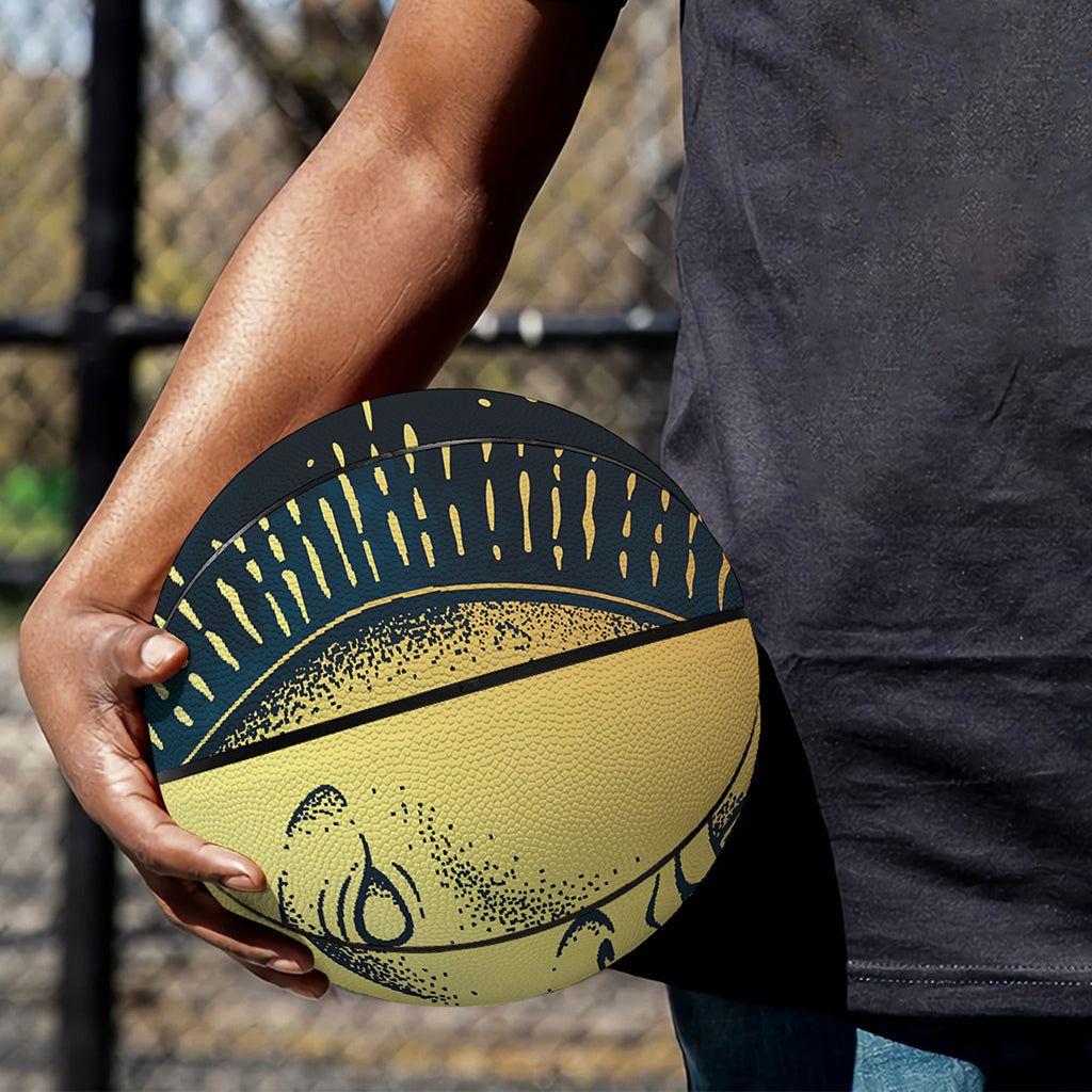Vintage Moon And Sun Print Basketball