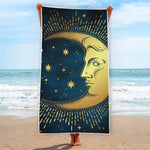 Vintage Moon And Sun Print Beach Towel