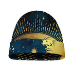 Vintage Moon And Sun Print Beanie