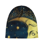 Vintage Moon And Sun Print Beanie