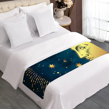 Vintage Moon And Sun Print Bed Runner