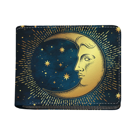 Vintage Moon And Sun Print Bifold Wallet