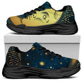 Vintage Moon And Sun Print Black Chunky Shoes