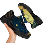 Vintage Moon And Sun Print Black Chunky Shoes