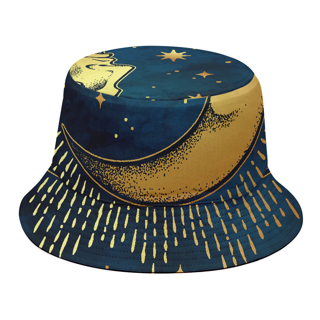 Vintage Moon And Sun Print Bucket Hat