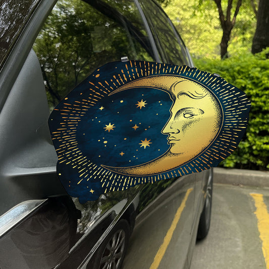 Vintage Moon And Sun Print Car Side Mirror Covers