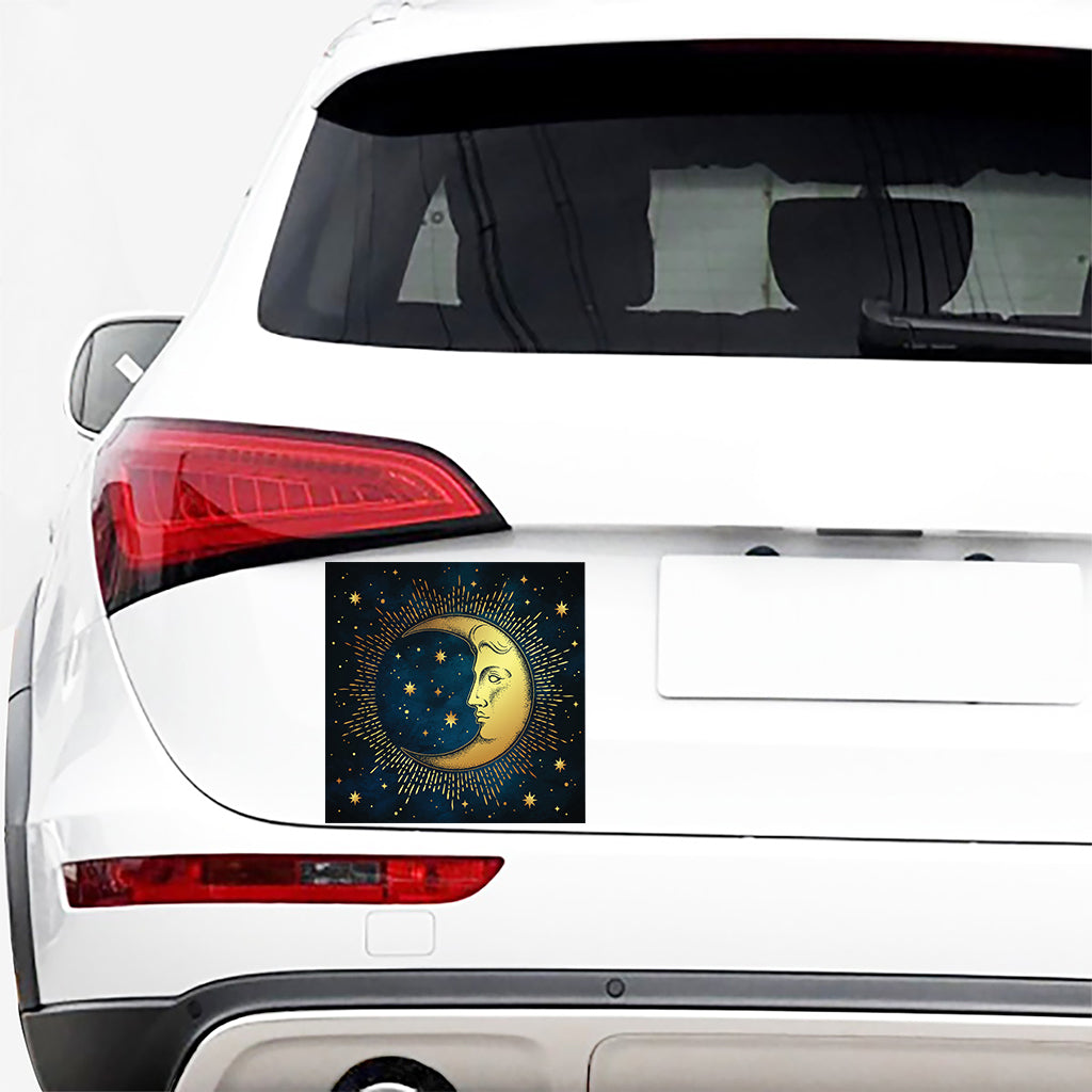 Vintage Moon And Sun Print Car Sticker