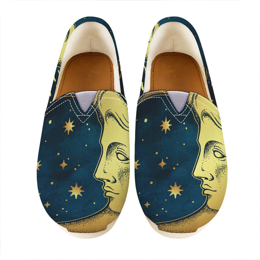 Vintage Moon And Sun Print Casual Shoes