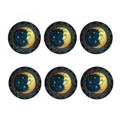 Vintage Moon And Sun Print Coaster Set