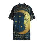 Vintage Moon And Sun Print Cotton Hawaiian Shirt