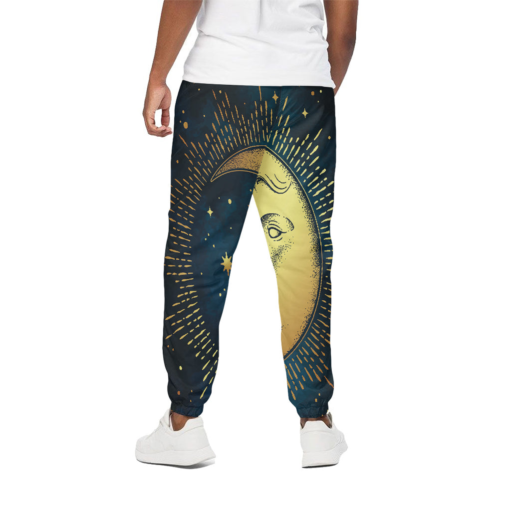Vintage Moon And Sun Print Cotton Pants