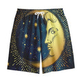 Vintage Moon And Sun Print Cotton Shorts