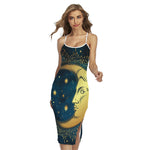 Vintage Moon And Sun Print Cross Back Cami Dress
