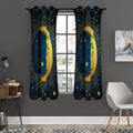 Vintage Moon And Sun Print Grommet Curtain Panels