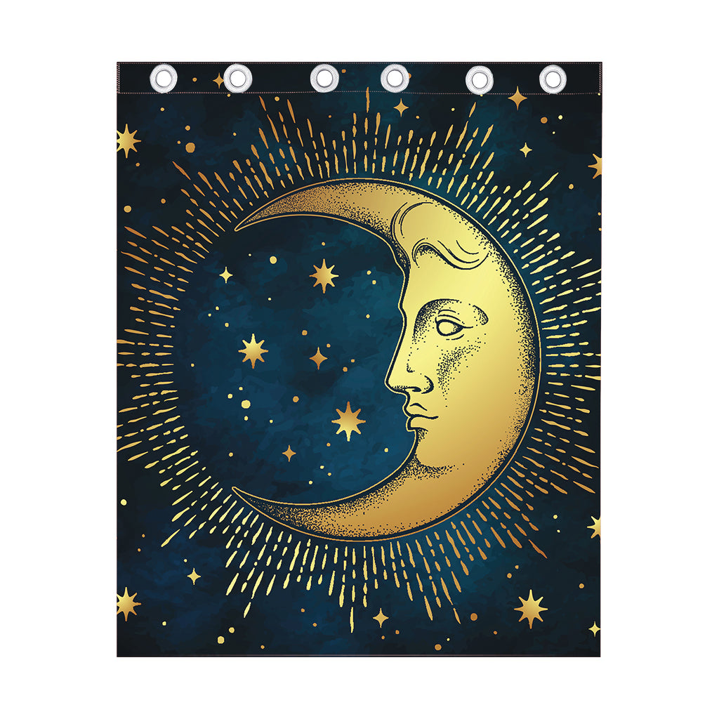 Vintage Moon And Sun Print Curtain