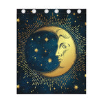 Vintage Moon And Sun Print Curtain
