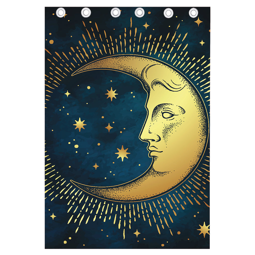 Vintage Moon And Sun Print Curtain