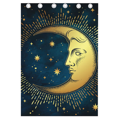 Vintage Moon And Sun Print Curtain