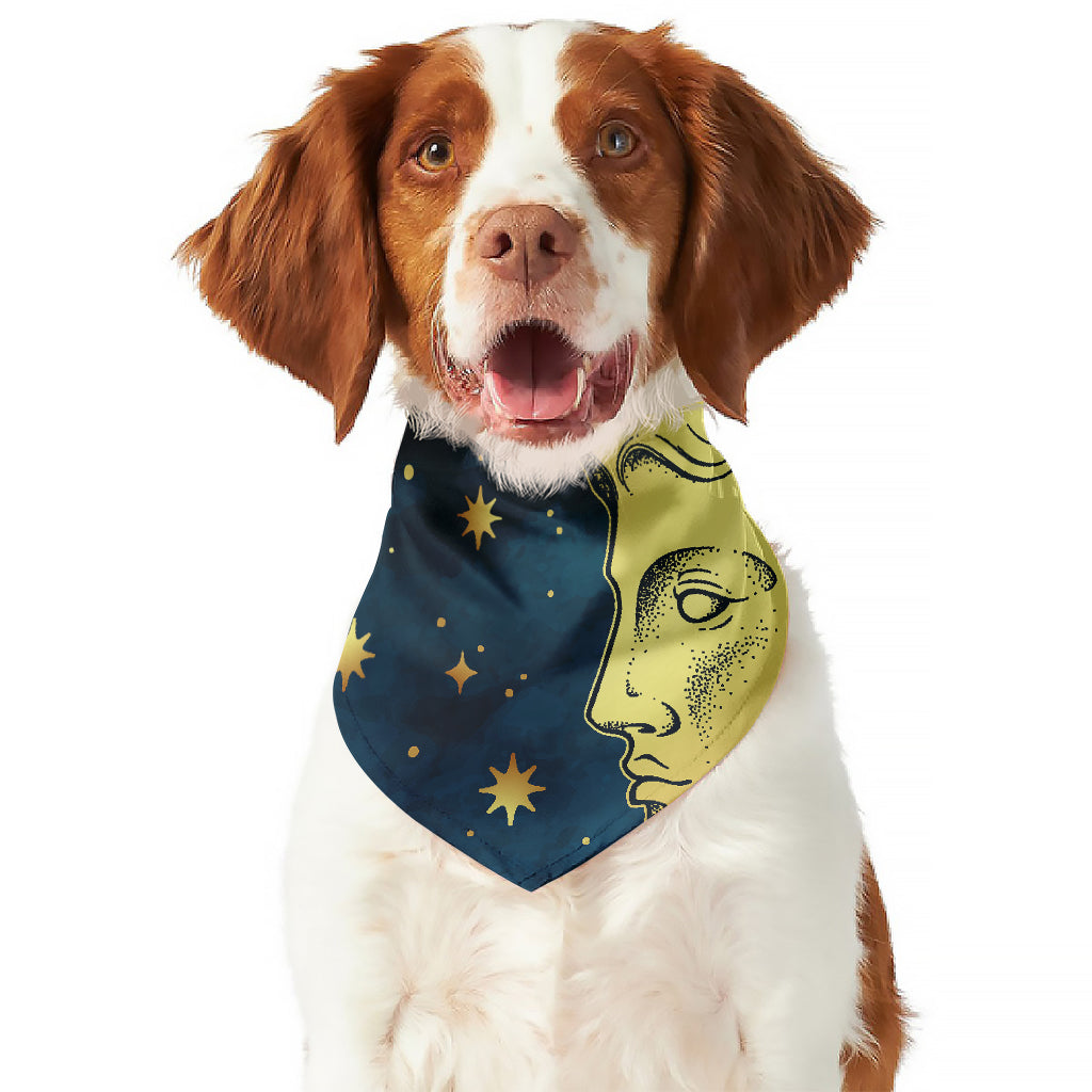 Vintage Moon And Sun Print Dog Bandana