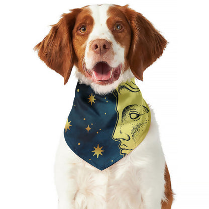 Vintage Moon And Sun Print Dog Bandana