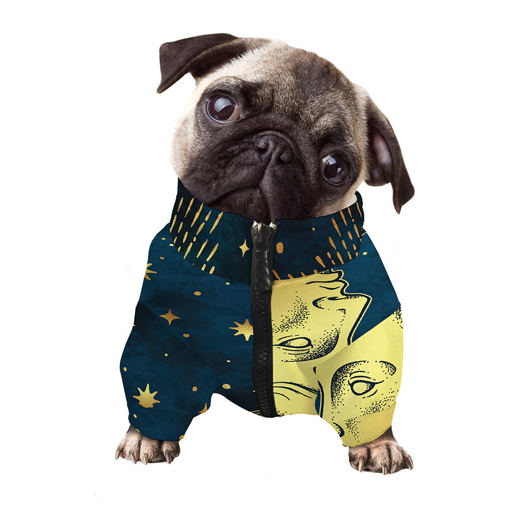 Vintage Moon And Sun Print Dog Zip Up Jacket