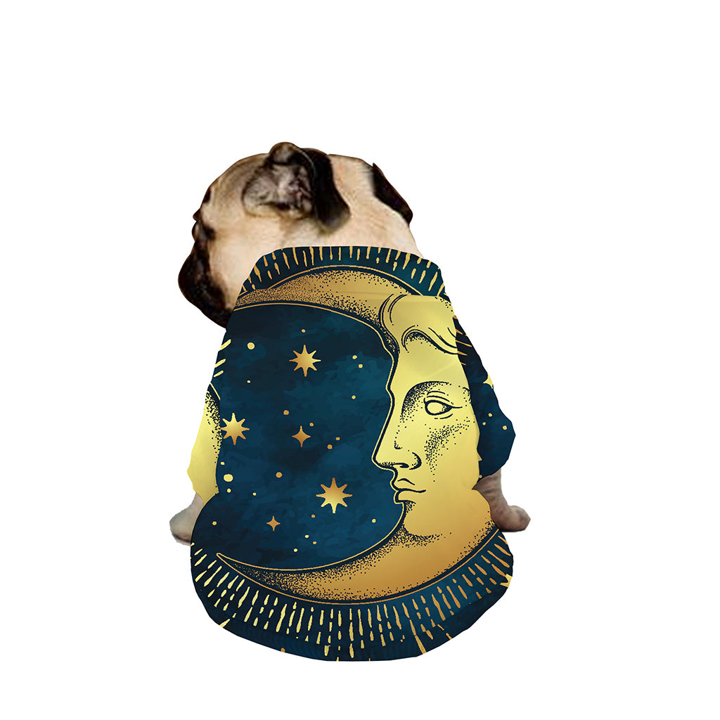Vintage Moon And Sun Print Dog Zip Up Jacket
