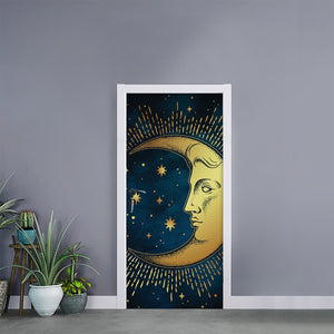 Vintage Moon And Sun Print Door Sticker