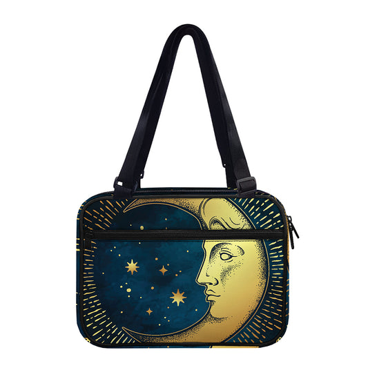 Vintage Moon And Sun Print Double Strap Bible Bag