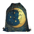 Vintage Moon And Sun Print Drawstring Bag