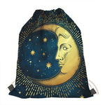 Vintage Moon And Sun Print Drawstring Bag