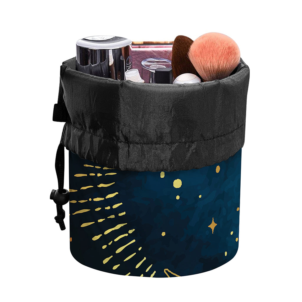 Vintage Moon And Sun Print Drawstring Makeup Bag