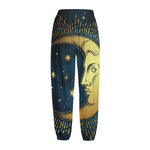 Vintage Moon And Sun Print Fleece Lined Knit Pants