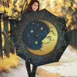 Vintage Moon And Sun Print Foldable Umbrella